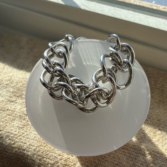 Vintage Monet Silver-Tone Chunky Link Bracelet – Signed Designer - Picture 3 of 4